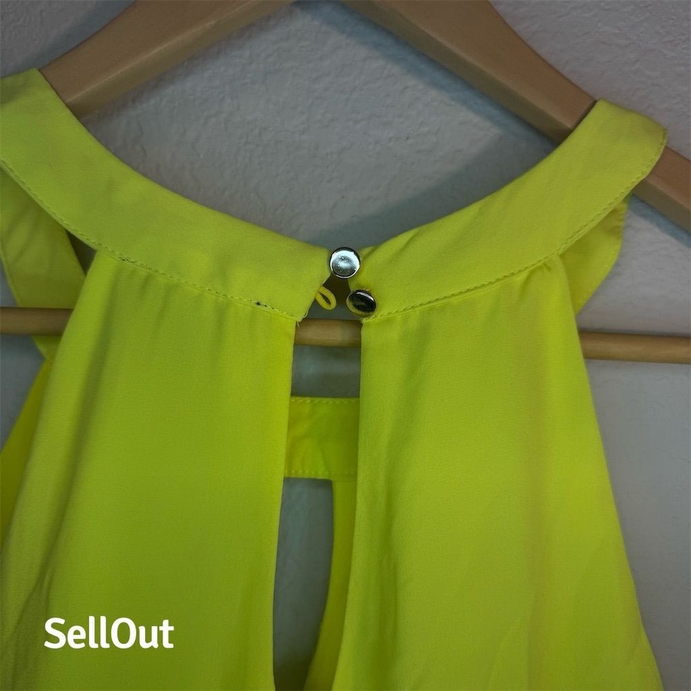 Milk & Honey Neon Yellow Halter Keyhole Split Back Tank Top Size L NEW - Picture 6 of 6